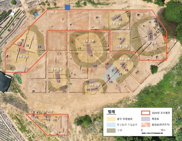 완주 상운리 원상운 고분군 3차 발굴조사 고분 배치모습(출처=국가유산청)